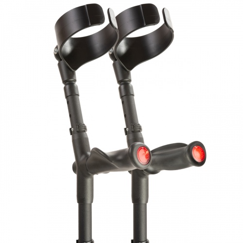 Pair Of Flexyfoot Comfort Grip Double Adjustable Crutches - Black